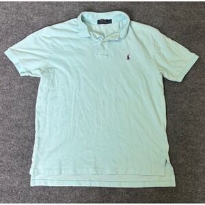 Polo Ralph Lauren Mens Aqua‎ Blue Short Sleeve Classic Fit Polo Shirt Large